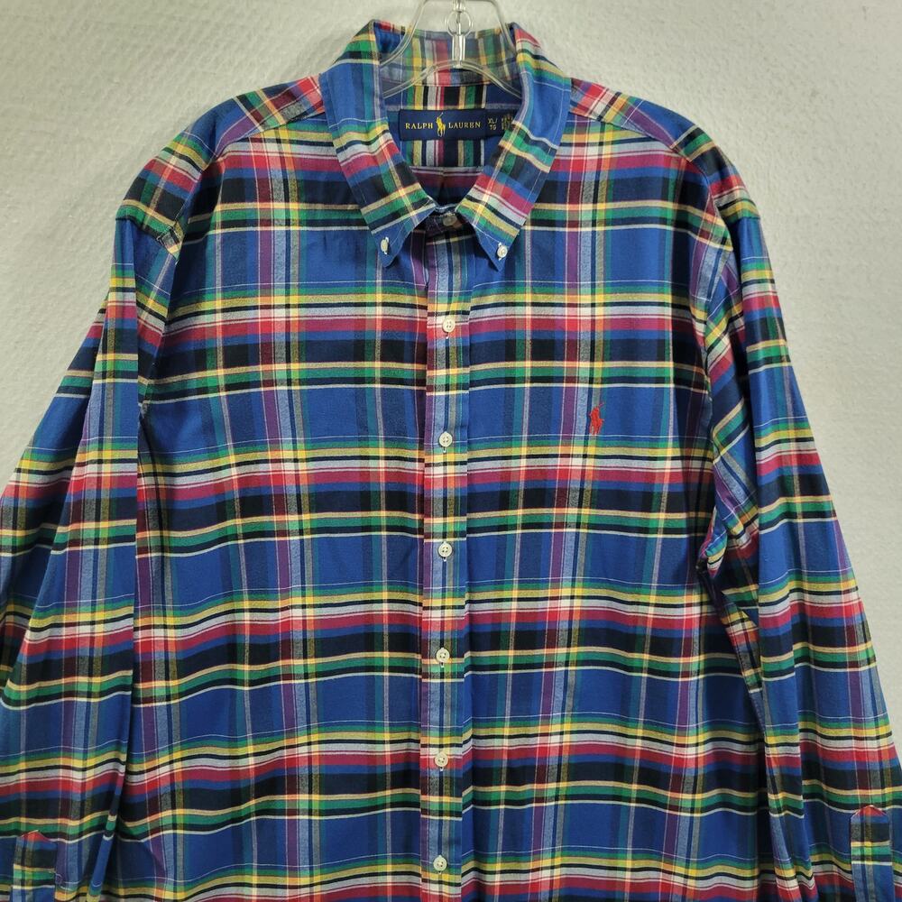Ralph Lauren Men's Blue Plaid Button Front Shirt Size XL 82424-0873 - Picture 4 of 8
